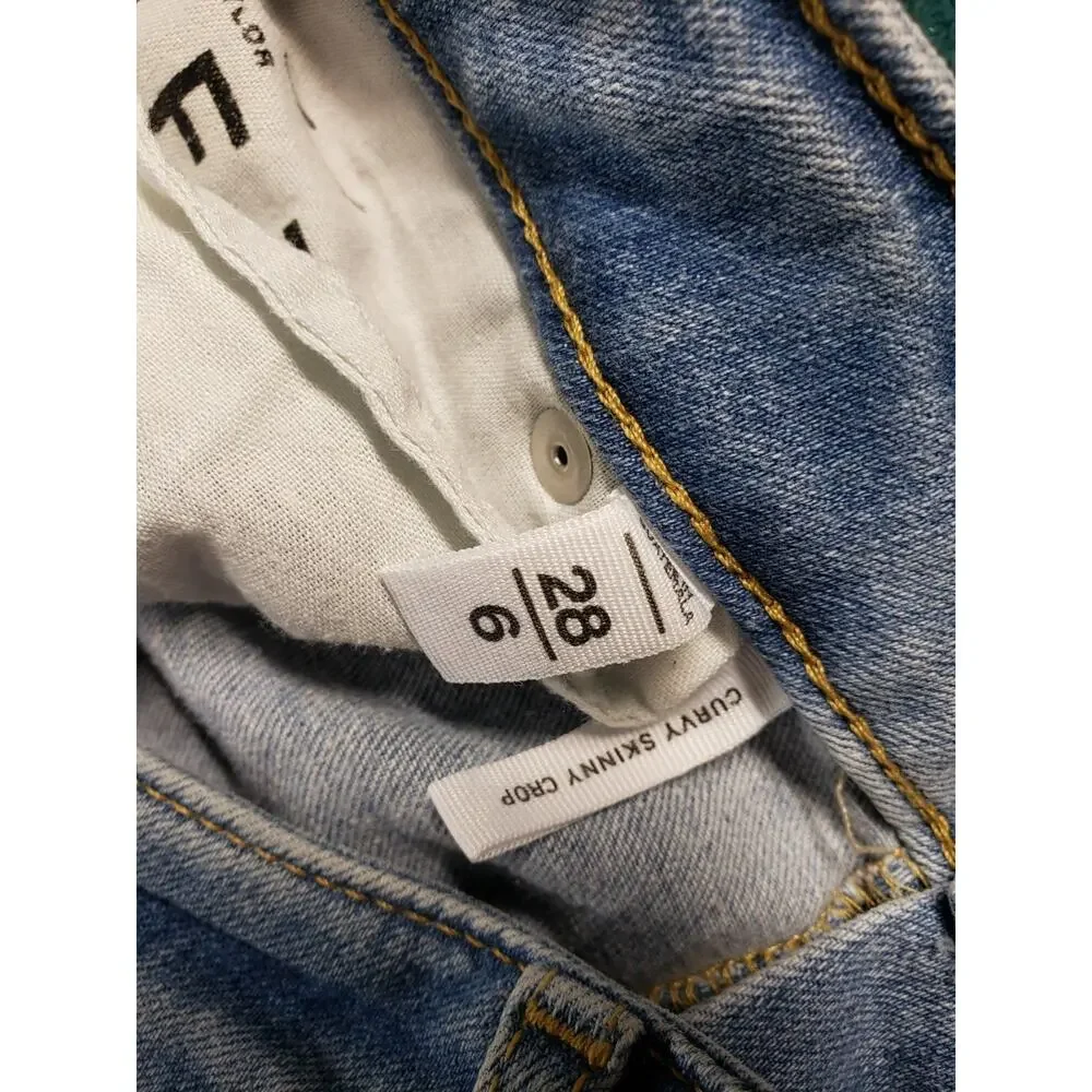 Loft Jeans Size 6 Women Blue Pants Denim Stretch Mid Rise Curvy Skinny Crop